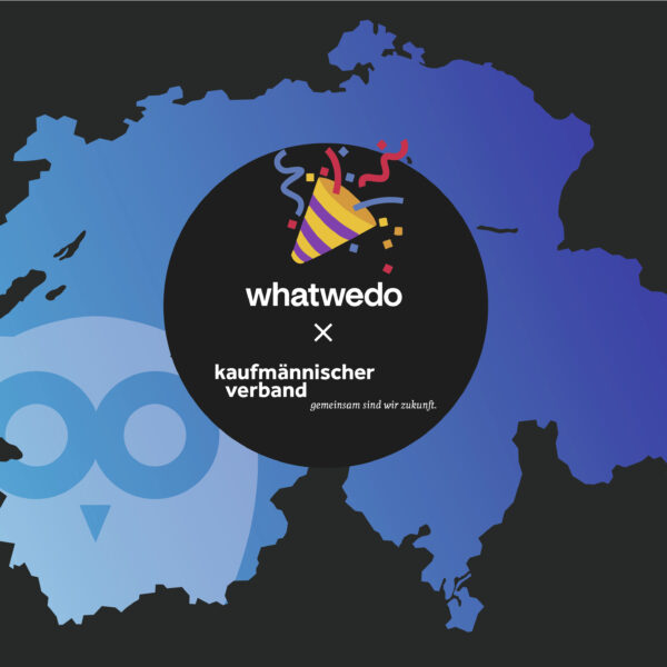 Schweizer Karte mit smartlearn Logo und whatwedo, kaufmännischer verband Kooperation