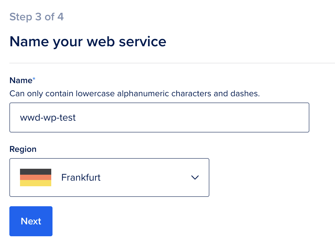 Web Service benennen