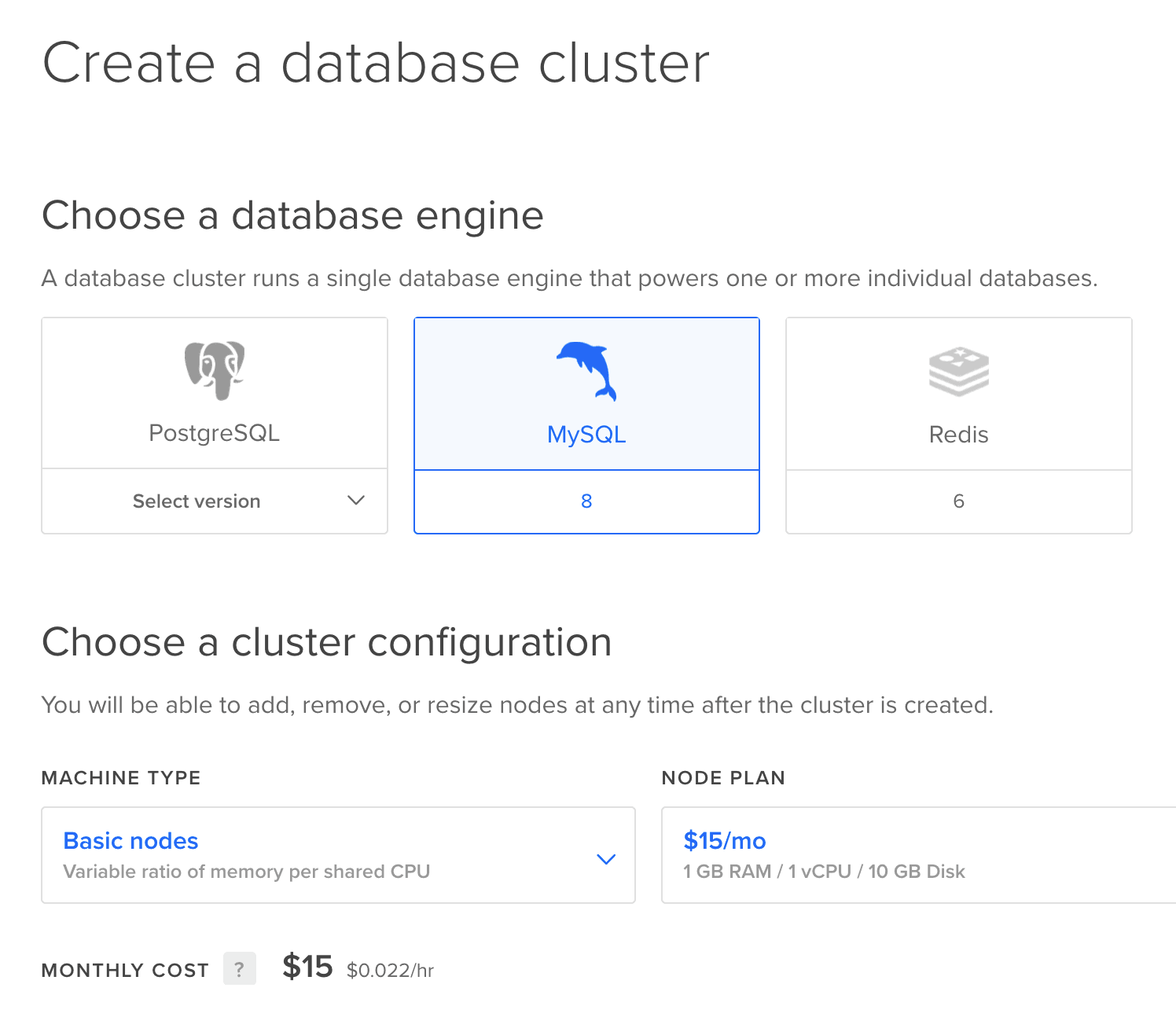 Datenbank Cluster erstellen