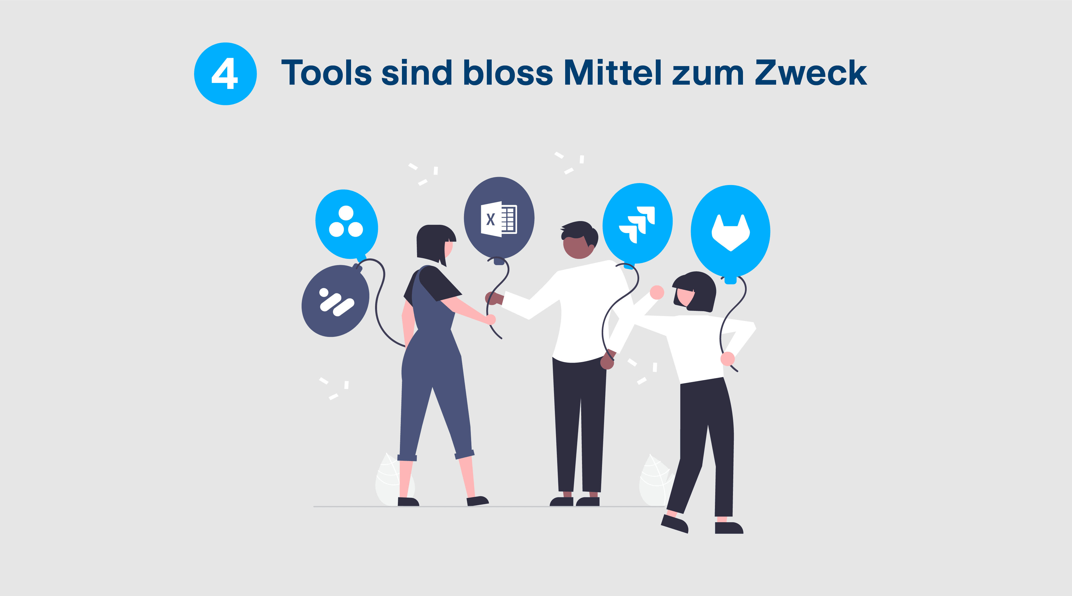 Menschen mit Tools in Ballons